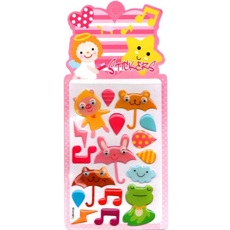 Наклейка объемная глазки 8*12,5 Лягушка,зонтик уп.10