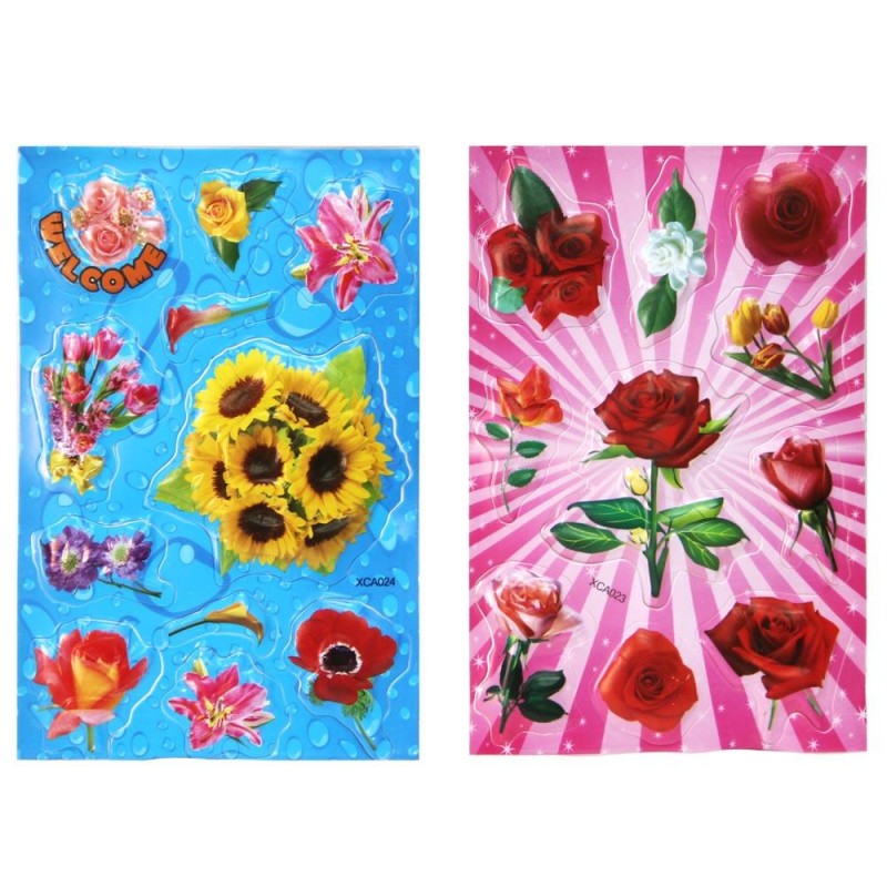 Наклейки объемные пластик 13*20 Цветы уп/10шт