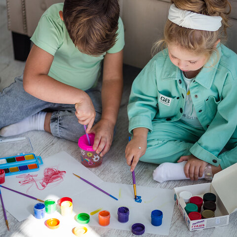 Гуашь ЮНЛАНДИЯ "ШКОЛЬНАЯ", 12 цветов по 17,5 мл