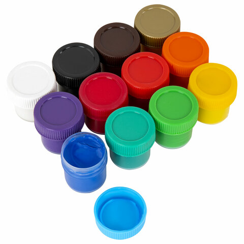 Гуашь ЮНЛАНДИЯ "ШКОЛЬНАЯ", 12 цветов по 17,5 мл