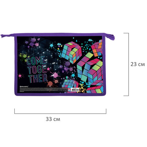 Папка для труда на молнии BRAUBERG А4, 2 отделения, органайзер, "Come together"