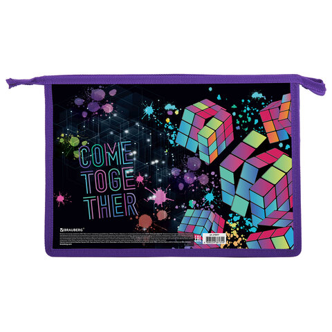 Папка для труда на молнии BRAUBERG А4, 2 отделения, органайзер, "Come together"