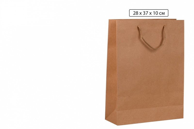 Подарочный крафт пакет,без рисунка,размер 28*37*10см.