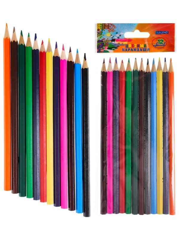 Карандаши цветн. пл, набор,гексаг. 12цв. МУЛЬТИКИ (КЦ-8326) в пакете