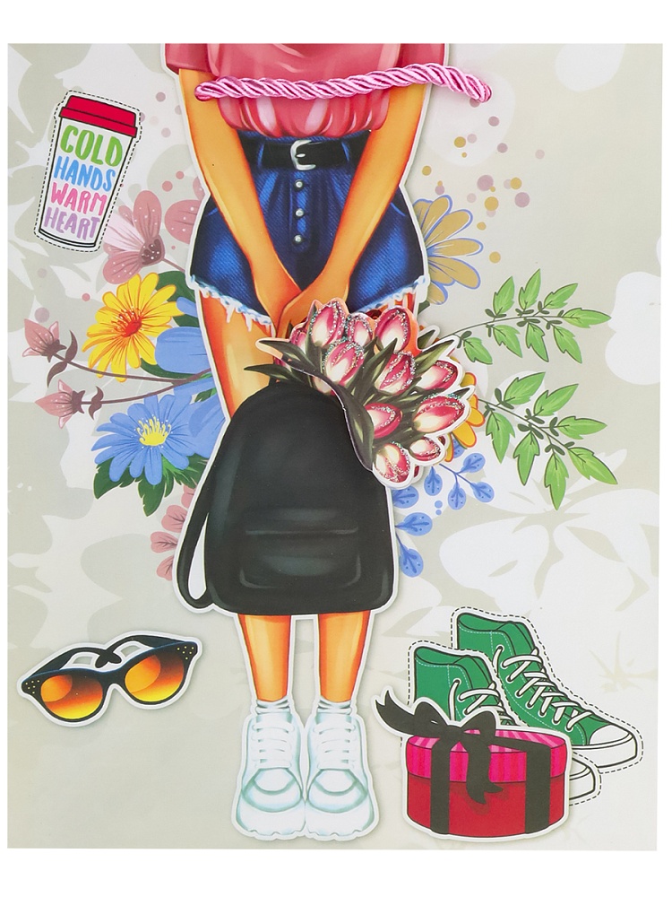 Пакет подар.с мат.лам.,глит.и 3Dэлем.,18х23х10см(М),Летний пикник