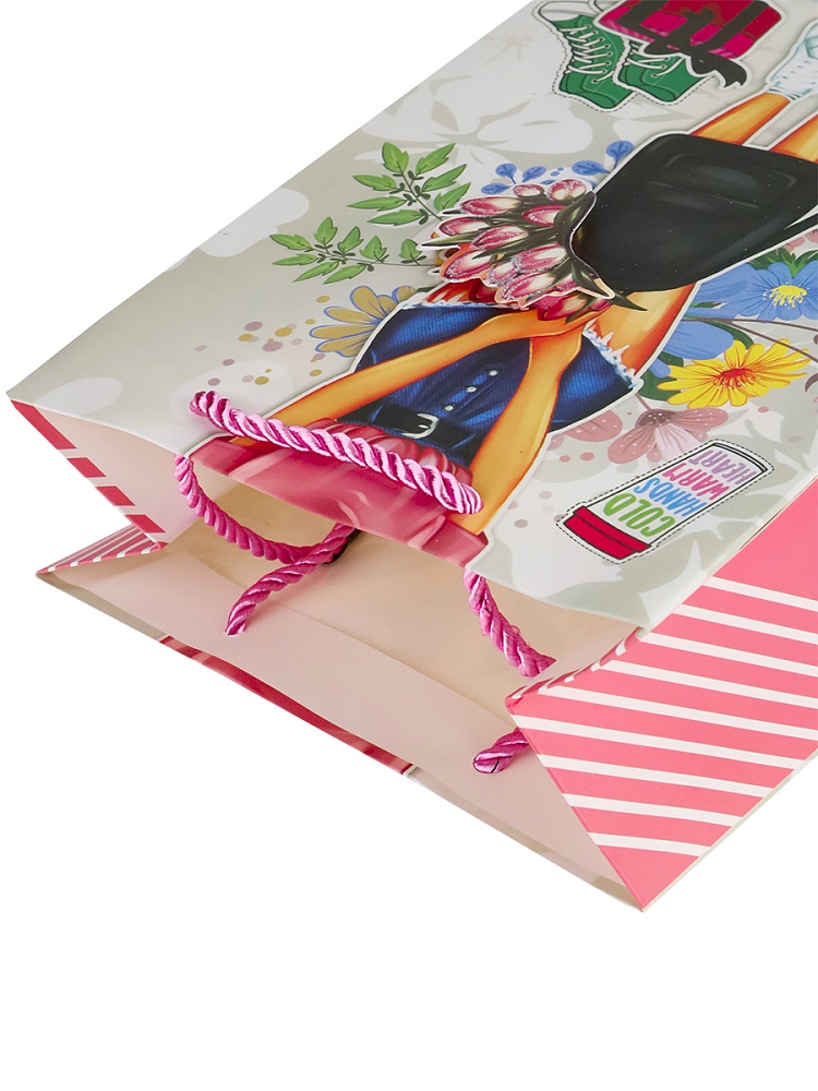 Пакет подар.с мат.лам.,глит.и 3Dэлем.,18х23х10см(М),Летний пикник