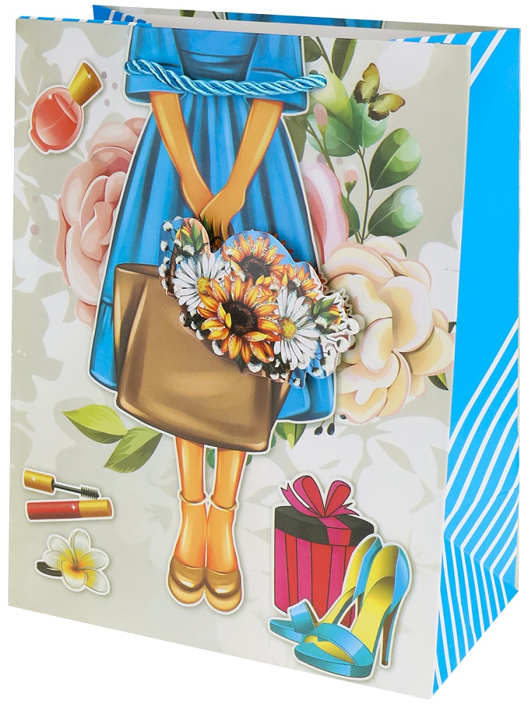 Пакет подар.с мат.лам.,глит.и 3Dэлем.,30*41.5*12см(XL),Поход в магазин