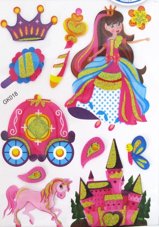 Наклейка 27*37 Принцесса пластик глиттер GK018