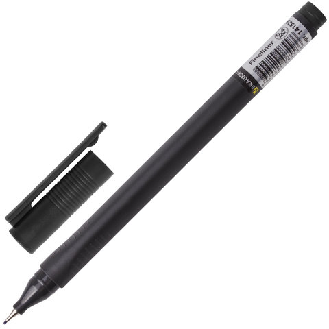 Ручка капиллярная BRAUBERG "Carbon", металлический наконечник, трехгранная, 0,4 мм, черная