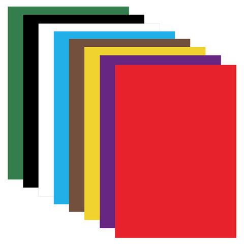 Картон цветной А4 немелованный (матовый), 8 листов 8 цветов, в папке, BRAUBERG, 200х290 мм, "Кот-рыболов"