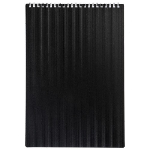 Блокнот А4 80л.кл.гребень,пласт.обл.Hatber, "VELVET", черный