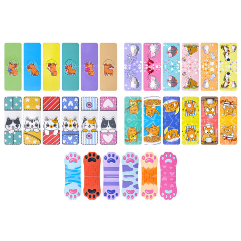 Закладки для книг МАГНИТНЫЕ, "АССОРТИ 5 ДИЗАЙНОВ ЗВЕРЯТА", набор 6 штук, 35x25 мм, FUNSTER