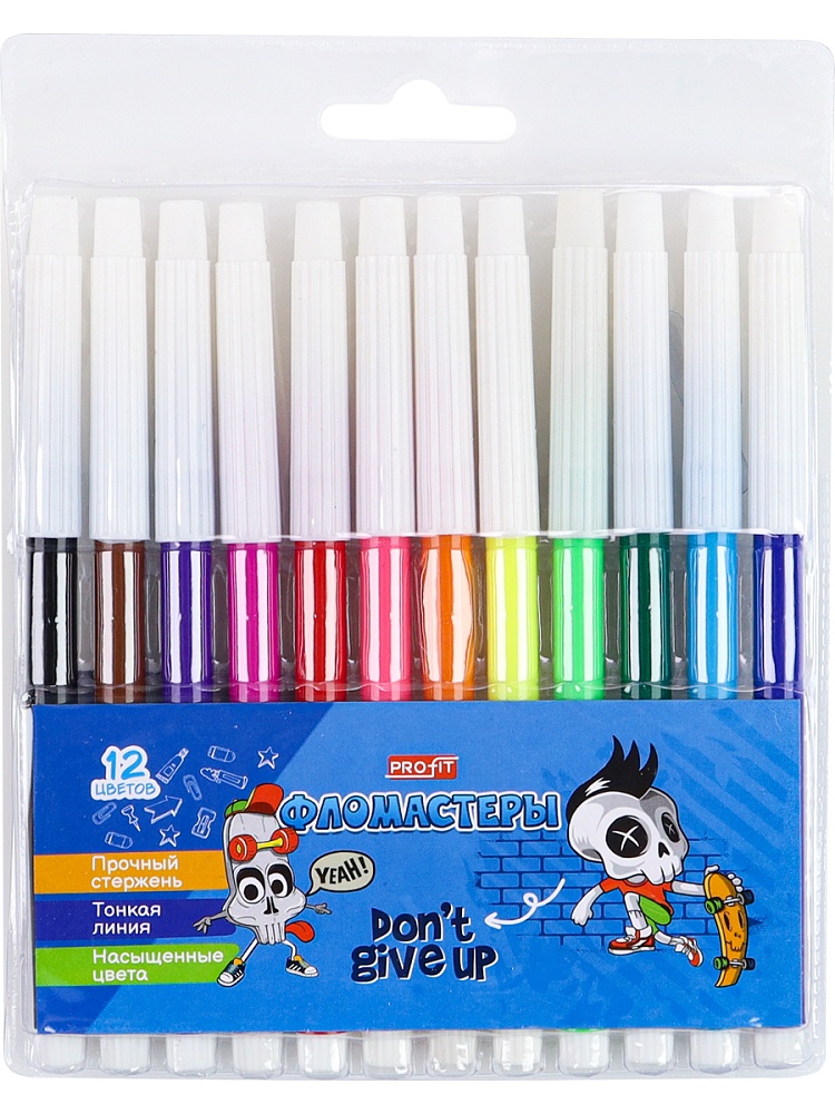 Фломастеры невентилируемые 12цв. УЖАСНО-КЛАССНО! (ФЛ-2485) в блистере, кратно 24