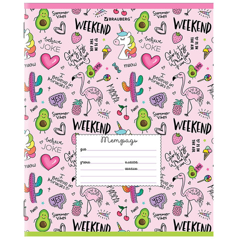 Тетрадь 24 л. BRAUBERG линия, обложка картон, "ЯРКИЙ МИКС"