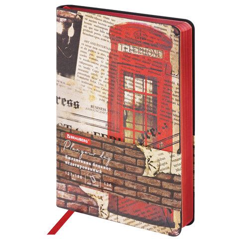 Ежедневник недатированный B6 (127х186 мм), BRAUBERG VISTA, под кожу, гибкий, 136 л., "Good old England"
