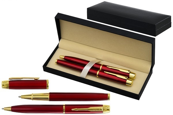 Подарочный набор: 2 металлические ручки ( с поворотным механизмом и ручка с колпачком)