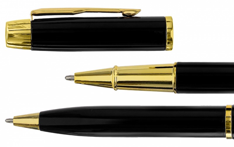 Подарочный набор: 2 металлические ручки ( с поворотным механизмом и ручка с колпачком)