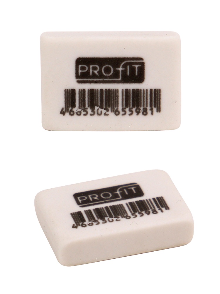 Ластик синтетич. каучук. белый. 25х17х6 мм картонный держатель.