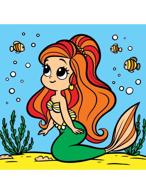 Холст с красками 15х15 см. Маленькая русалочка (арт. Х-5159)