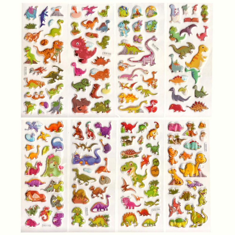 Наклейка декор 7*17см Дино 8в S13-105-112 уп20шт Р307-29