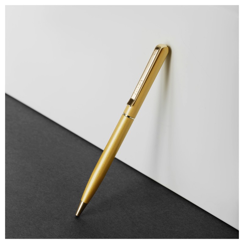 Ручка шариковая Luxor "Alenia" синяя, 1,0мм, корпус золото, поворотный механизм, футляр