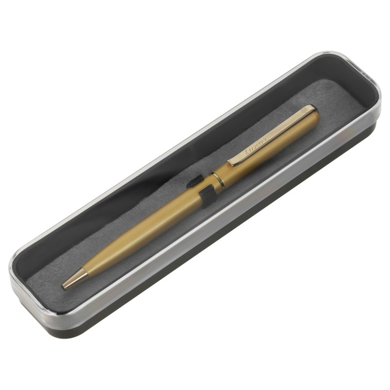 Ручка шариковая Luxor "Alenia" синяя, 1,0мм, корпус золото, поворотный механизм, футляр