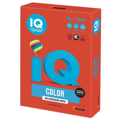 Бумага IQ color, А4, 120 г/м2, 250 л., интенсив, кораллово-красная ПОШТУЧНО