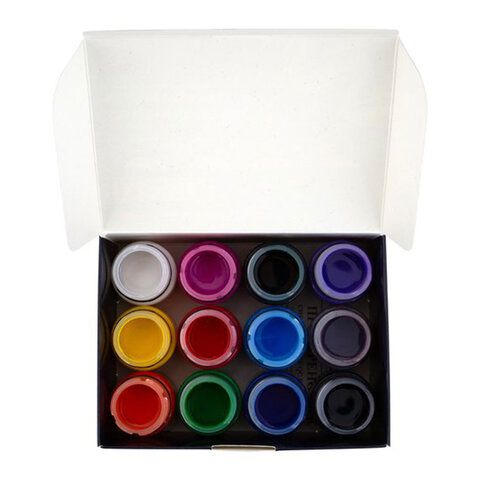Краски акриловые по стеклу и керамике "Декола", 12 цветов по 20 мл, в баночках