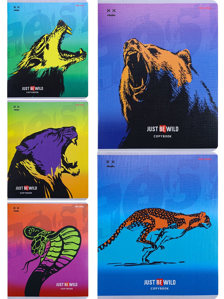 Тетрадь КЛЕТКА 48л. РИСУНКИ ДИКИХ ЖИВОТНЫХ (цветная мелов. обл., лён)