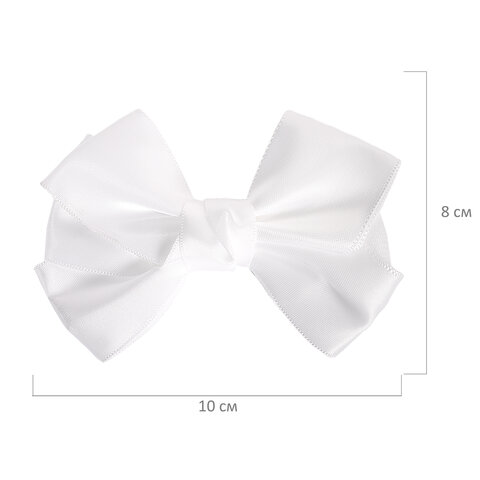 Бант для волос НАБОР 2 шт. и 1 шт., 10х8 см, на заколке, белый, АССОРТИ, MONTE VITA