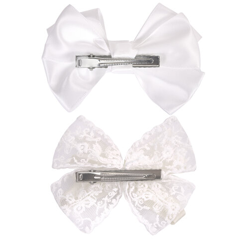 Бант для волос НАБОР 2 шт. и 1 шт., 10х8 см, на заколке, белый, АССОРТИ, MONTE VITA