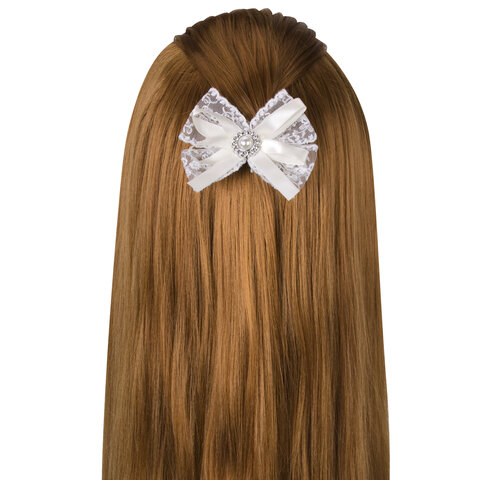 Бант для волос НАБОР 2 шт. и 1 шт., 10х8 см, на заколке, белый, АССОРТИ, MONTE VITA