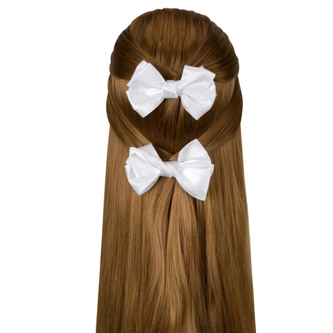 Бант для волос НАБОР 2 шт. и 1 шт., 10х8 см, на заколке, белый, АССОРТИ, MONTE VITA