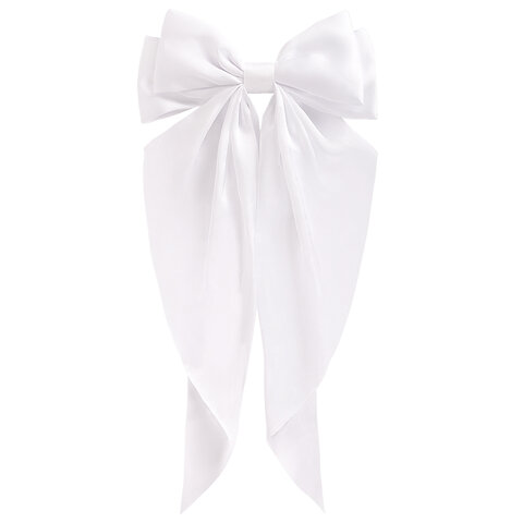 Заколка для волос баретте с бантом и широкими длинными хвостиками, белый, MONTE VITA