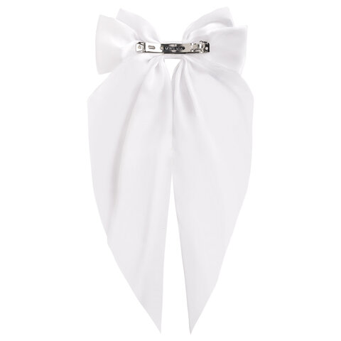 Заколка для волос баретте с бантом и широкими длинными хвостиками, белый, MONTE VITA
