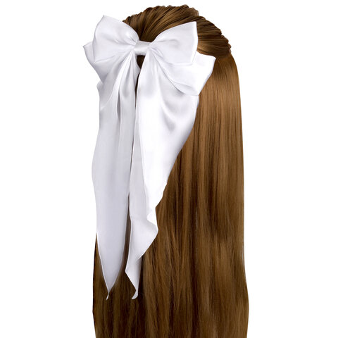 Заколка для волос баретте с бантом и широкими длинными хвостиками, белый, MONTE VITA