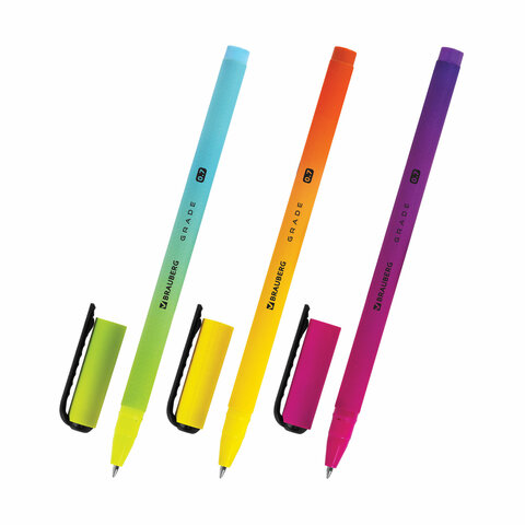 Ручка шариковая BRAUBERG GRADE, СИНЯЯ, корпус soft-touch, пишущий узел 0,7 мм, линия письма 0,35 мм
