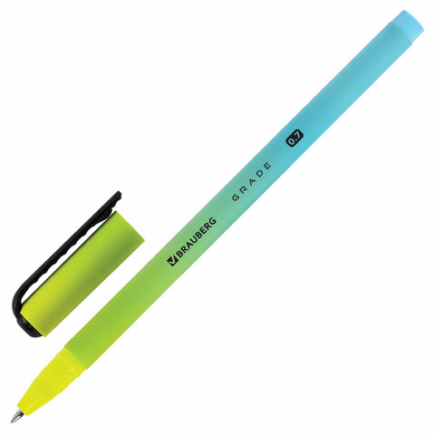 Ручка шариковая BRAUBERG GRADE, СИНЯЯ, корпус soft-touch, пишущий узел 0,7 мм, линия письма 0,35 мм