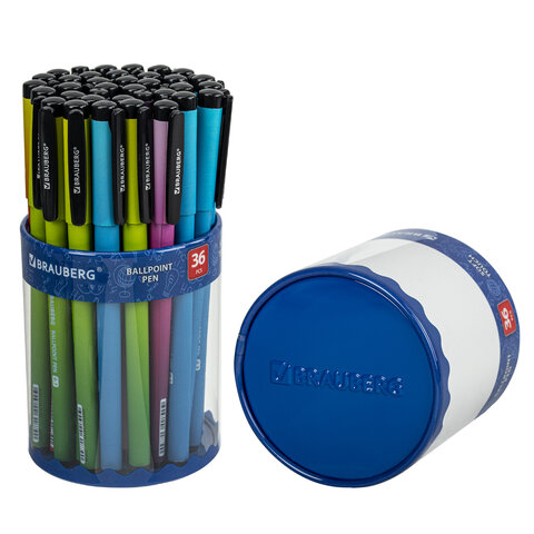 Ручка шариковая BRAUBERG SOFT TOUCH GRIP "GRADE NEON", СИНЯЯ, мягкое покрытие, ассорти, узел 0,7 мм,