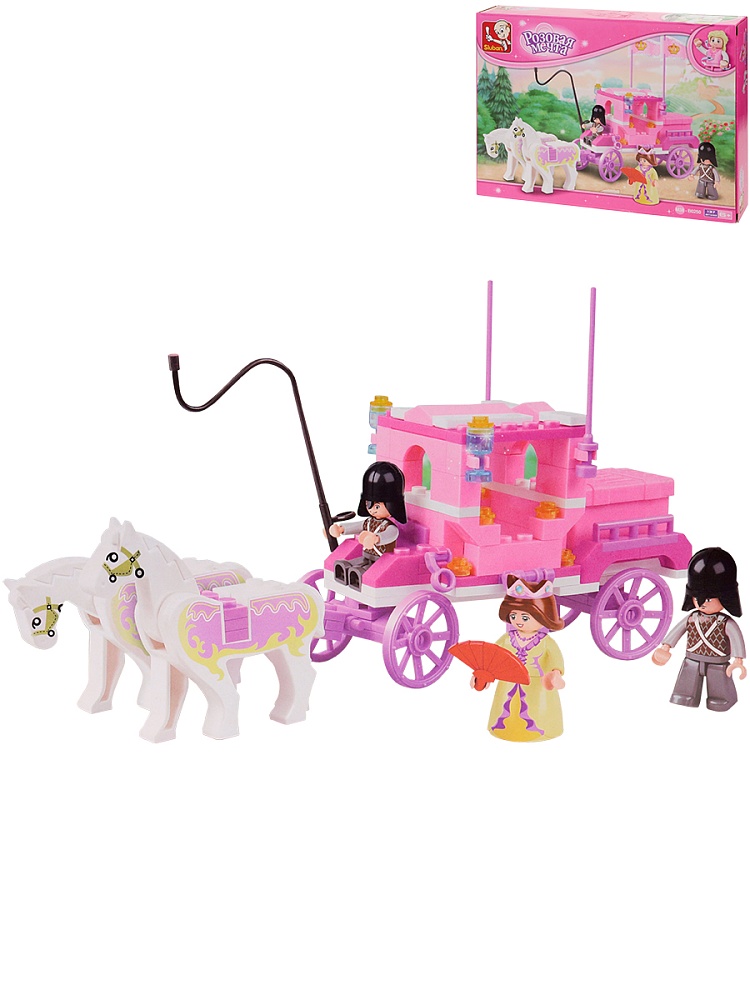 Конструктор пластиковый. SLUBAN Розовая мечта. Королевская карета (137 деталей, 3 фигурки) M38-B0250