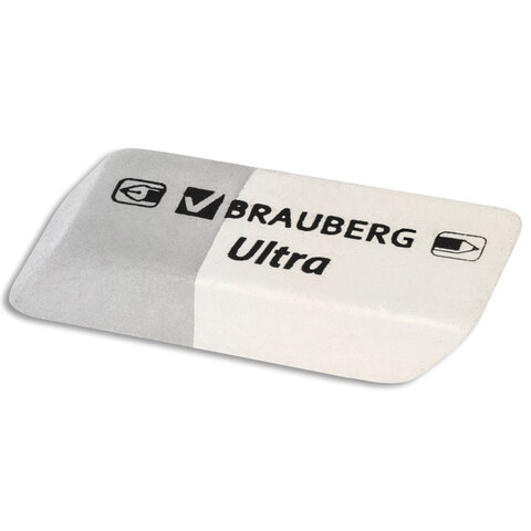 Ластик BRAUBERG "Ultra", 41х14х8 мм, серо-белый, натуральный каучук