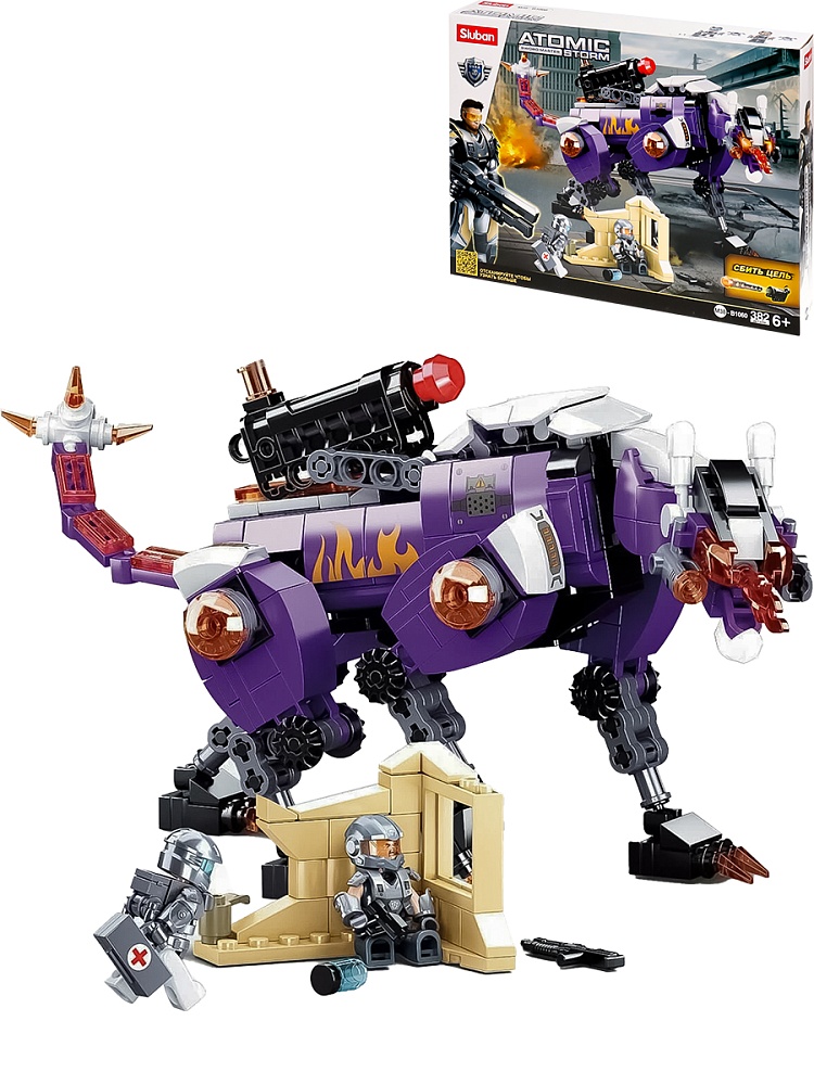 Конструктор пластик SLUBAN.Время охоты (382 дет.,2 фигур,в кор.)(38X28,5X6,7) ( Арт. M38-B1060)