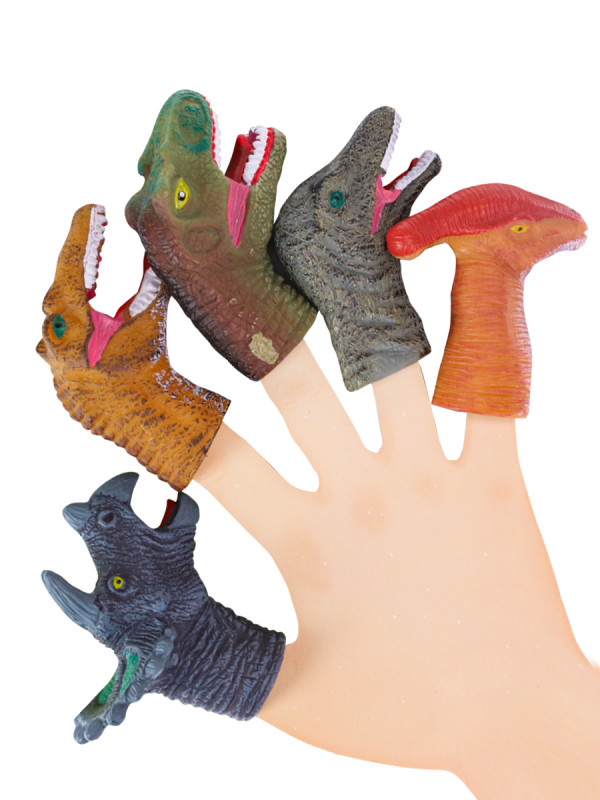 Резиновая игрушка на палец "Динозавры 2" (5 шт. на подложке) виды микс (арт. 1955005)
