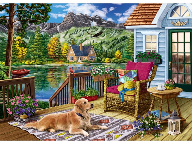 Алмаз. моз. (класс.)30х40см,без подр.,с част.заполн.(30цв.) Веранда с видом на озеро