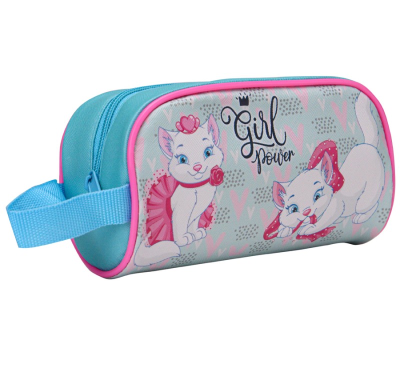 Пенал-косметичка КОШЕЧКИ И БАНТИКИ (ПН-2358) с ручкой, печать на ткани