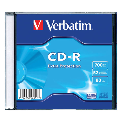 Диск CD-R VERBATIM, 700 Mb, 52х, Slim Case (1 штука)ОЗ