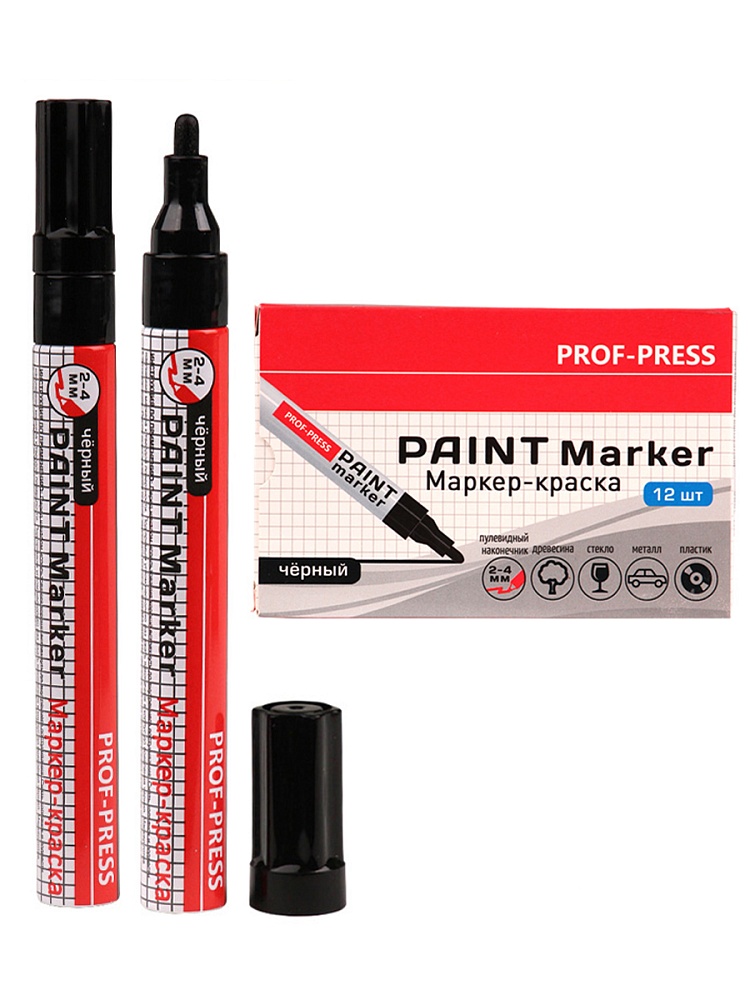 Маркер-краска ЧЕРНЫЙ (МП-3085), 2-4 мм, нитро-основа