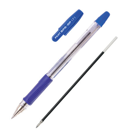 Ручка шариковая масляная с грипом PILOT "BPS-GP", СИНЯЯ, корпус прозрачный, узел 0,7 мм, линия письма 0,21 мм, BPS-GP-F, BРS-GP-FОЗ