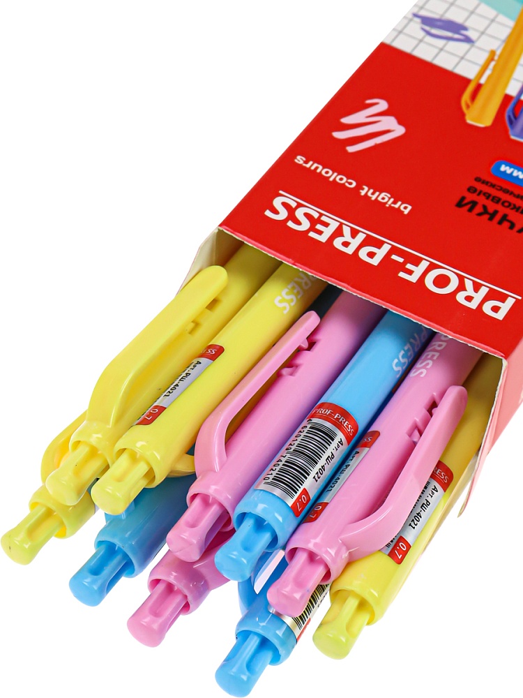 Ручка шариковая BRIGHT COLOURS (РШ-4021) d=0,7 mm, кр 10, инд ШК
