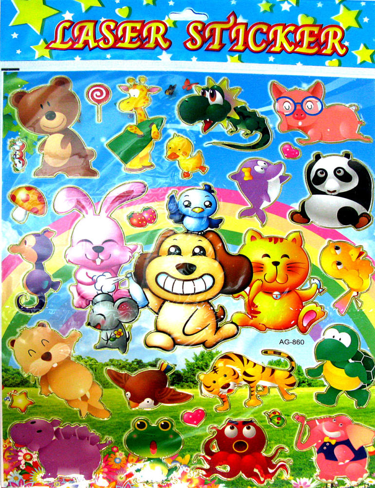 Стикеры плотные 20*30 Животные мульт. AG 860 уп/50 шт.